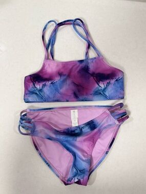 Zella Girls Purple & Blue Tie-Dye Two-Piece Swim Set